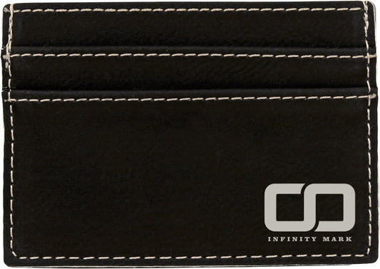 Personalized Black/Silver Leatherette Wallet Clip - Leatherette