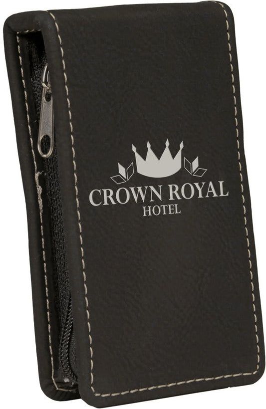 Personalized Black/Silver Leatherette Manicure Set - Leatherette