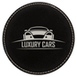 Custom Black/Silver Round Leatherette Coaster - Leatherette