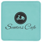 Custom Teal Leatherette Square Coaster - Leatherette