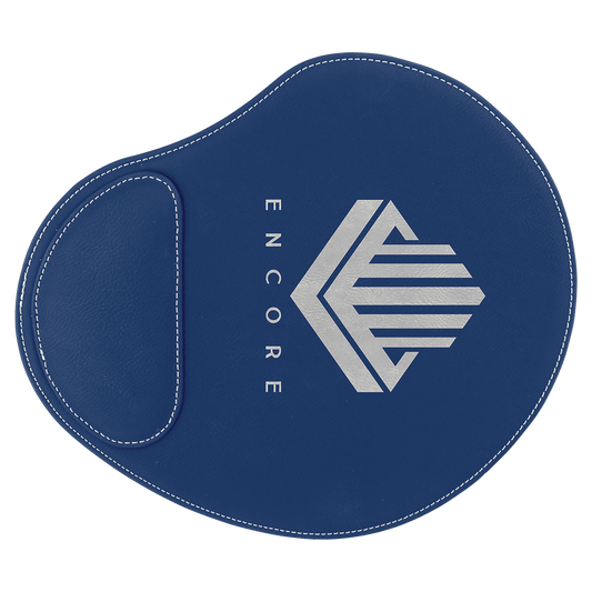 Personalized Blue/Silver Leatherette Mouse Pad - Leatherette