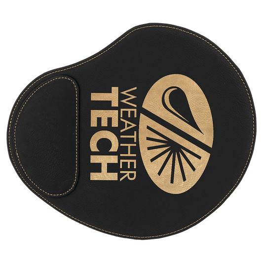 Personalized Black/Gold Leatherette Mouse Pad - Leatherette