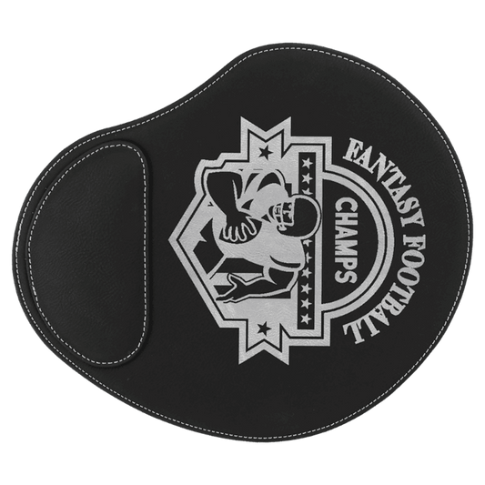 Personalized Black/Silver Leatherette Mouse Pad - Leatherette