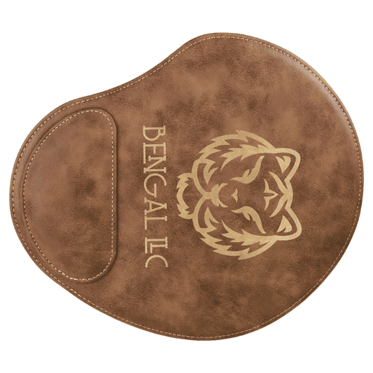 Personalized Rustic/Gold Leatherette Mouse Pad - Leatherette
