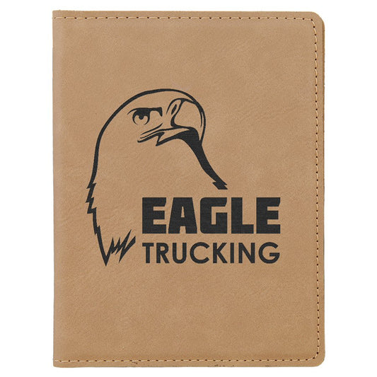 Personalized Light Brown Leatherette Passport Holder - Leatherette