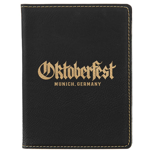 Personalized Black/Gold Leatherette Passport Holder - Leatherette