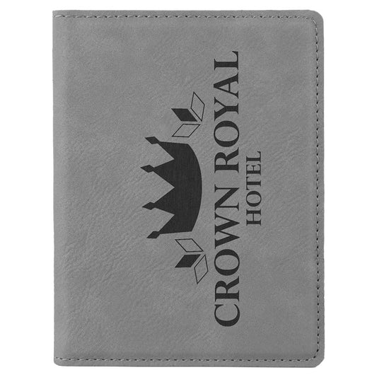 Personalized Gray Leatherette Passport Holder - Leatherette