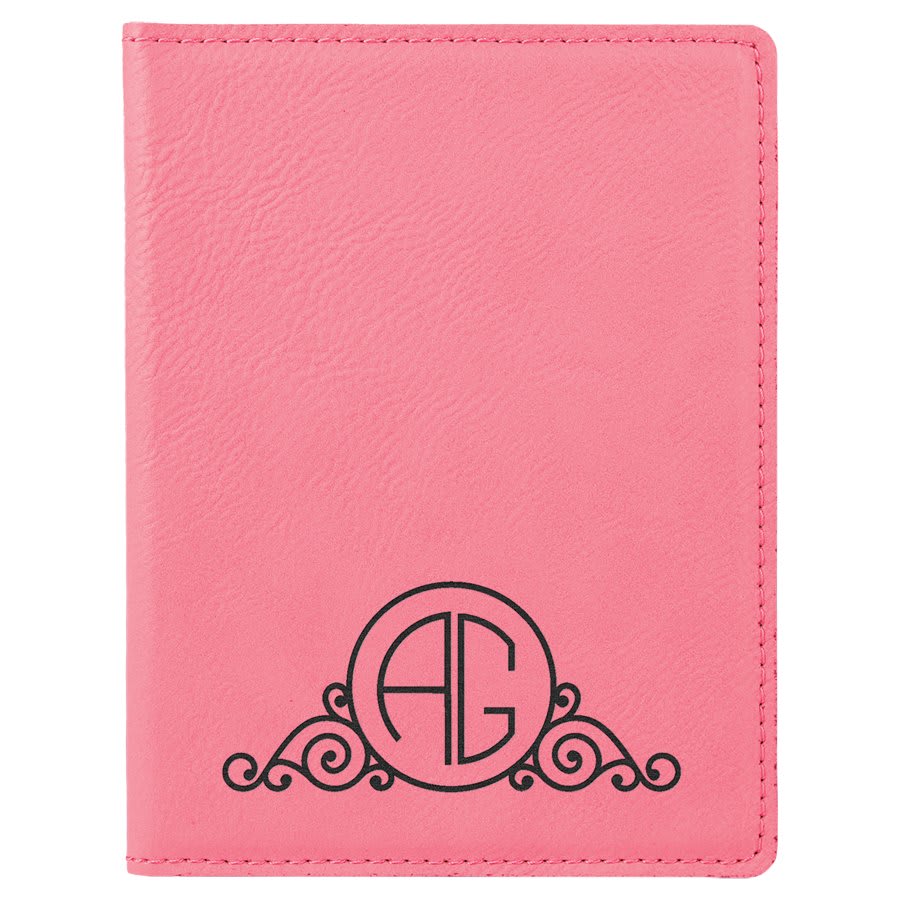 Personalized Pink Leatherette Passport Holder - Leatherette