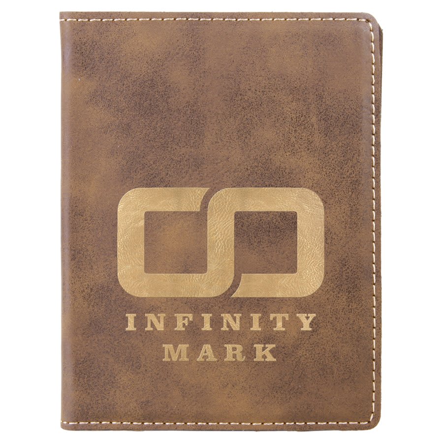 Personalized Rustic/Gold Leatherette Passport Holder - Leatherette