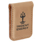 Light Brown Leatherette Engraved Money Clip - Leatherette