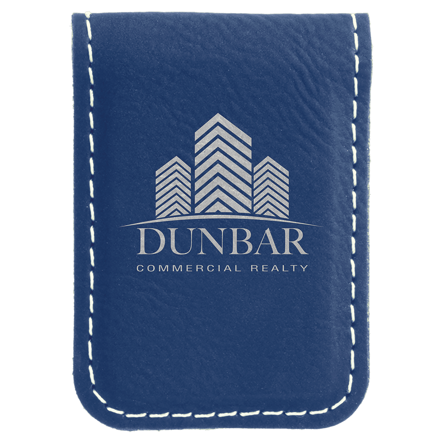 Blue/Silver Leatherette Engraved Money Clip - Leatherette