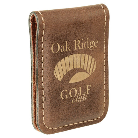 Rustic/Gold Leatherette Engraved Money Clip - Leatherette