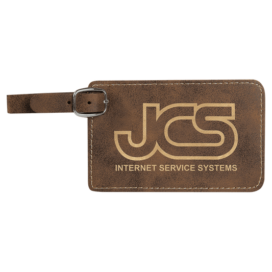 Personalized Rustic/Gold Leatherette Luggage Tag - Leatherette