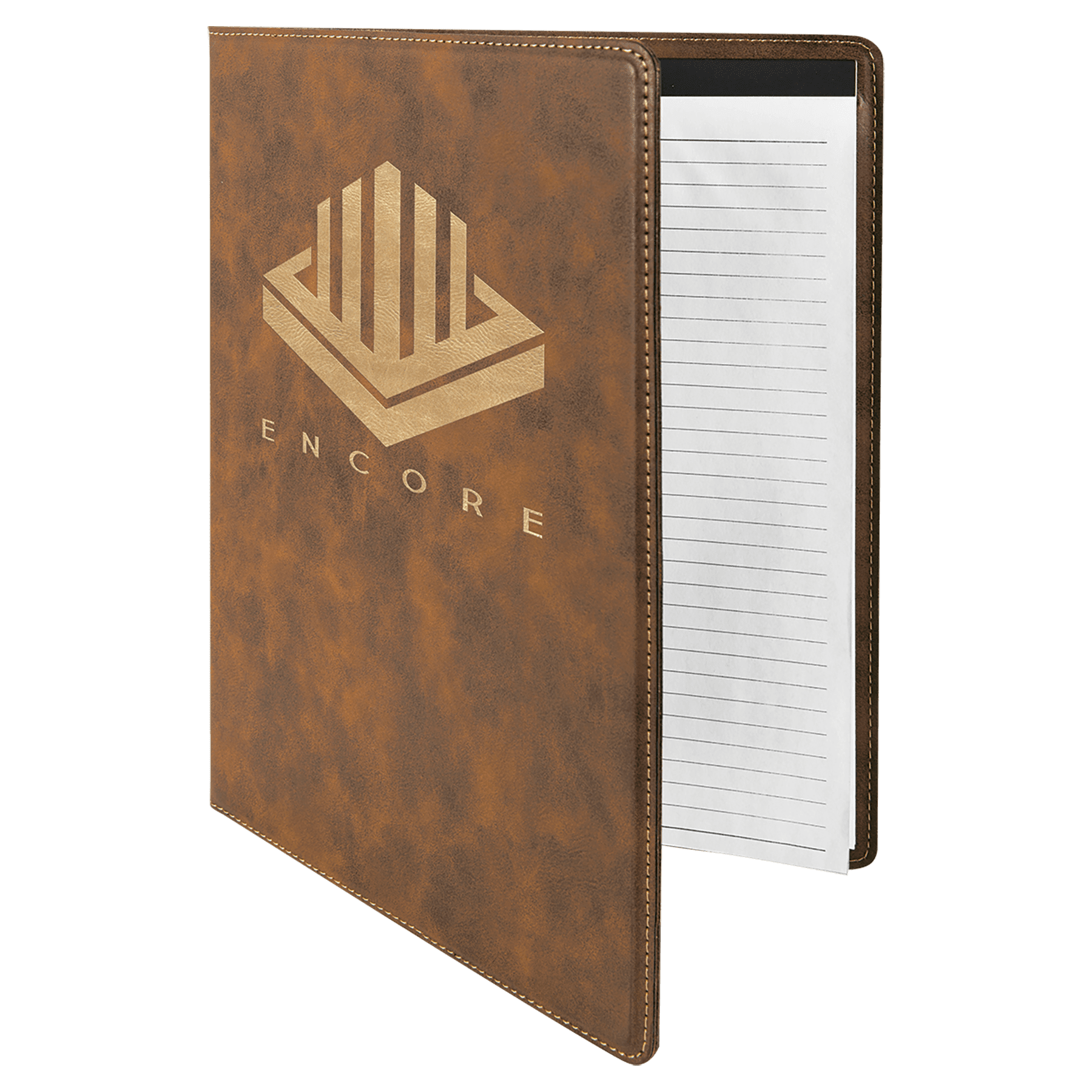 Personalized Rustic/Gold Leatherette Portfolio - Leatherette