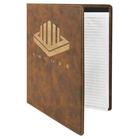 Personalized Rustic/Gold Leatherette Portfolio - Leatherette
