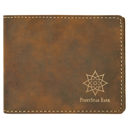 Personalized Rustic/Gold Leatherette Bifold Wallet - Leatherette