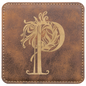 Custom Rustic/Gold Square Leatherette Coaster - Leatherette