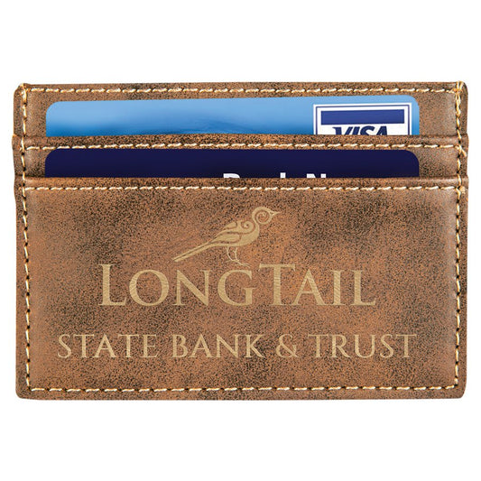 Personalized Rustic/Gold Leatherette Wallet Clip - Leatherette
