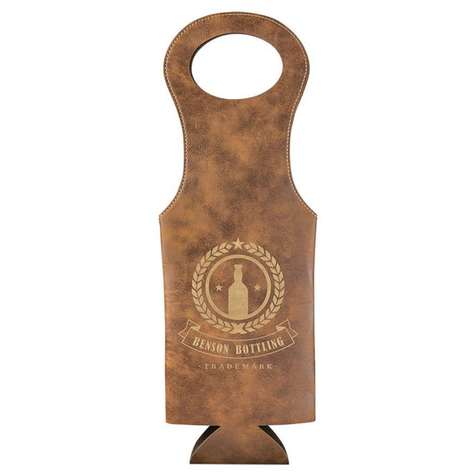 Custom Rustic/Gold Leatherette Wine Bag - Leatherette