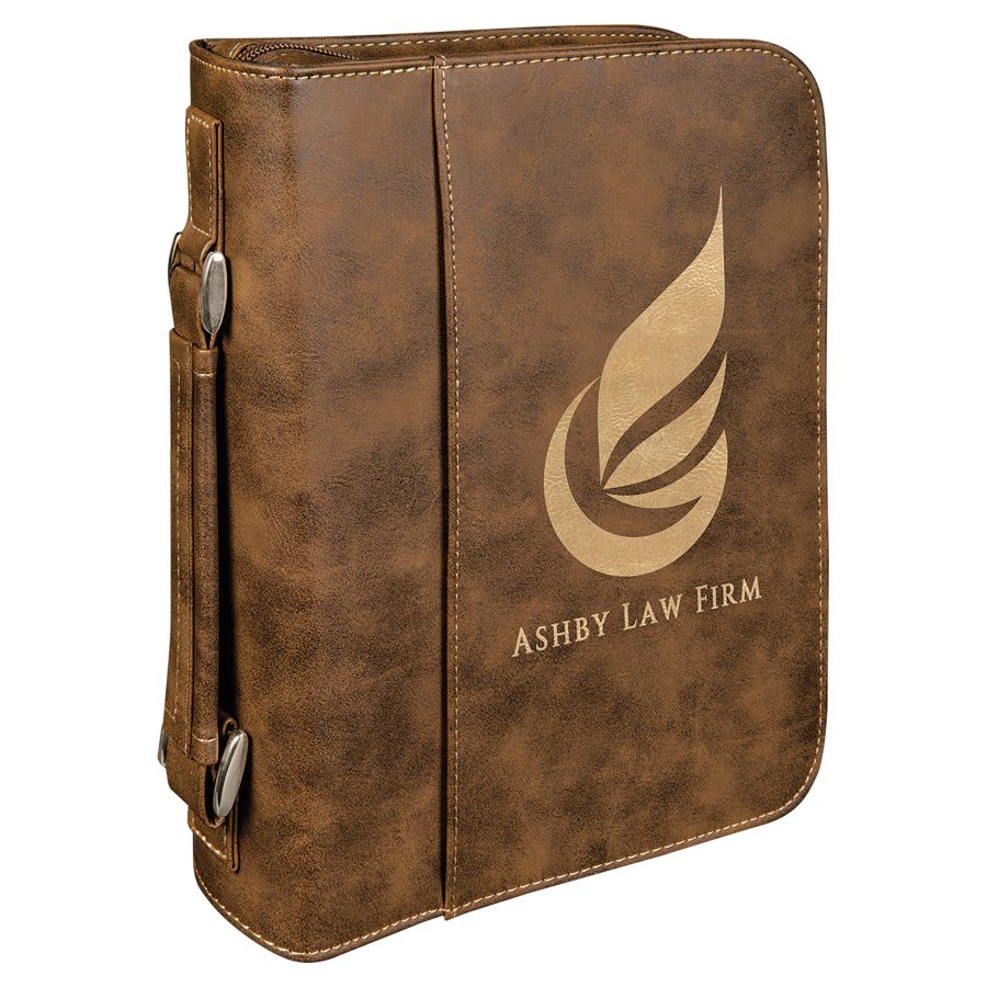 Personalized Rustic/Gold Leatherette Book/Bible Cover with Zipper - Leatherette