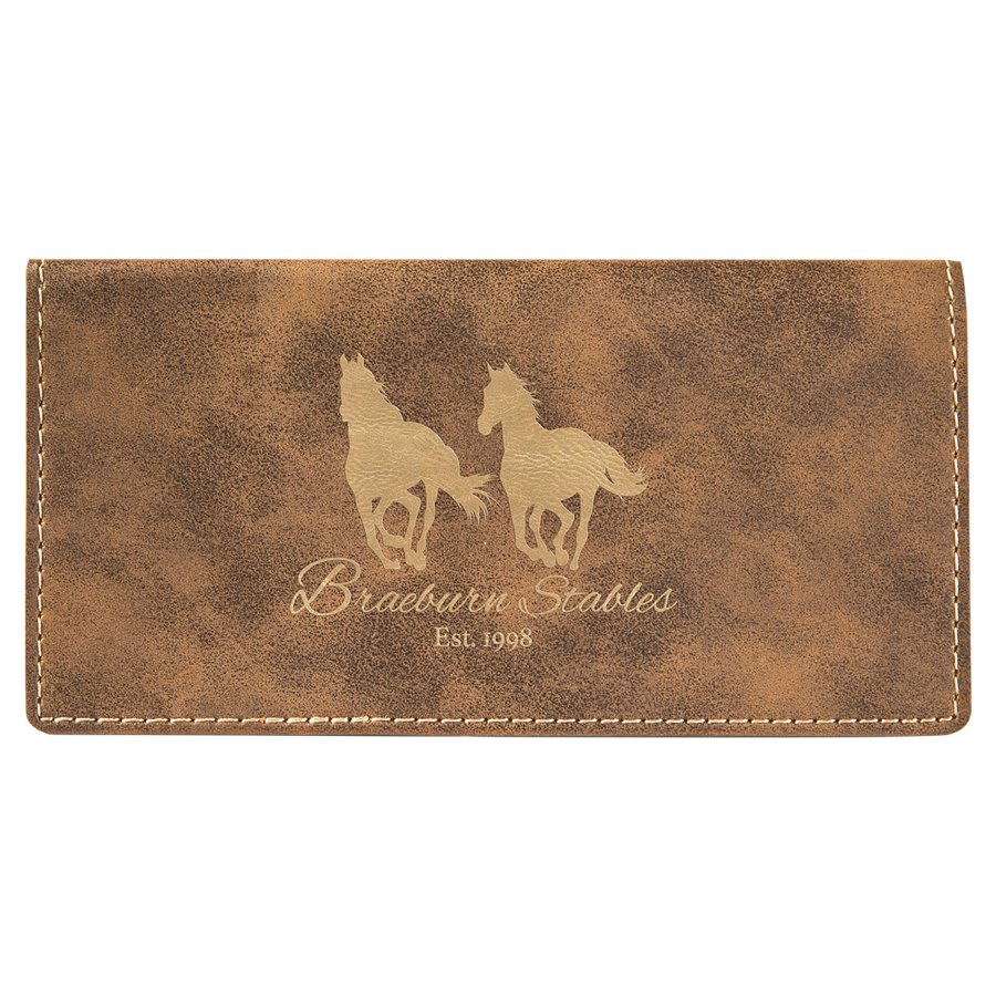 Personalized Rustic/Gold Leatherette Checkbook Cover - Leatherette