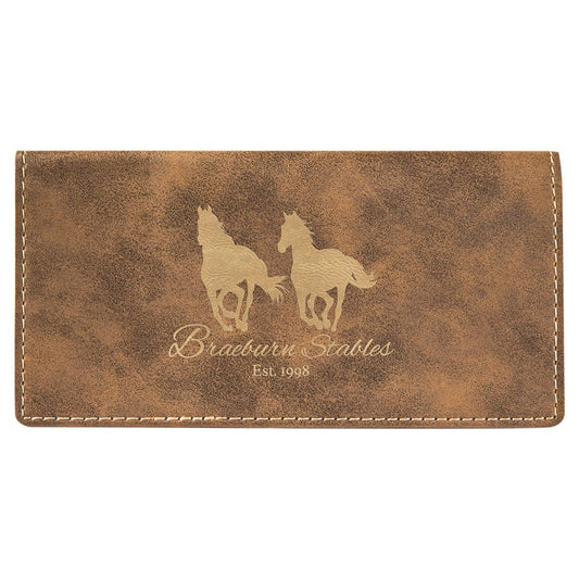 Personalized Rustic/Gold Leatherette Checkbook Cover - Leatherette