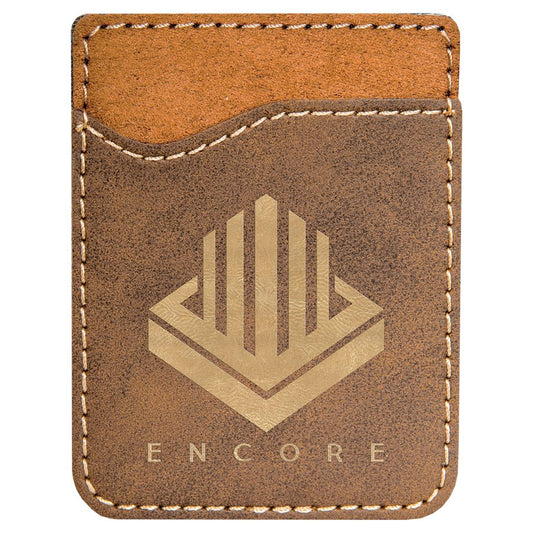 Personalized Rustic/Gold Leatherette Phone Wallet - Leatherette
