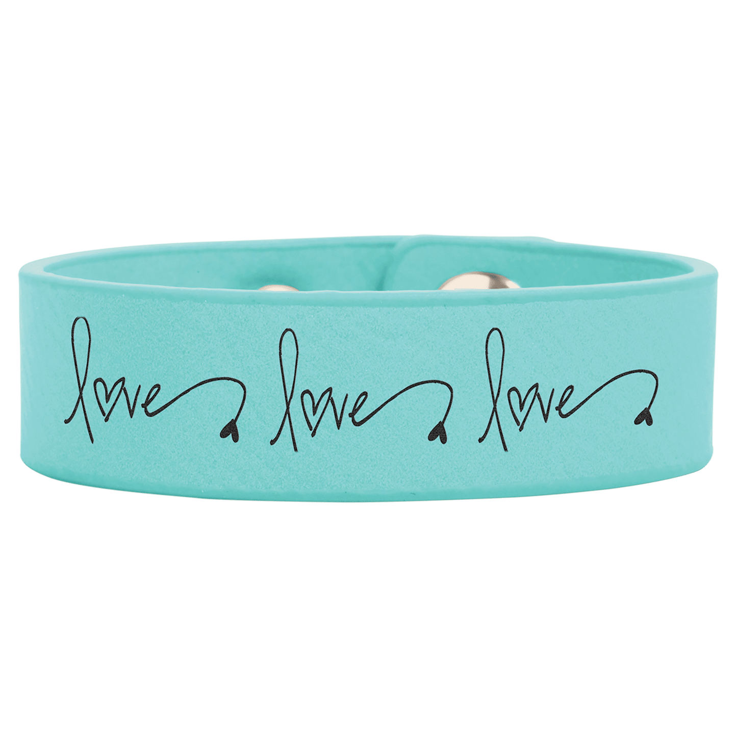Personalized Teal Leatherette Youth Cuff Bracelet - Leatherette