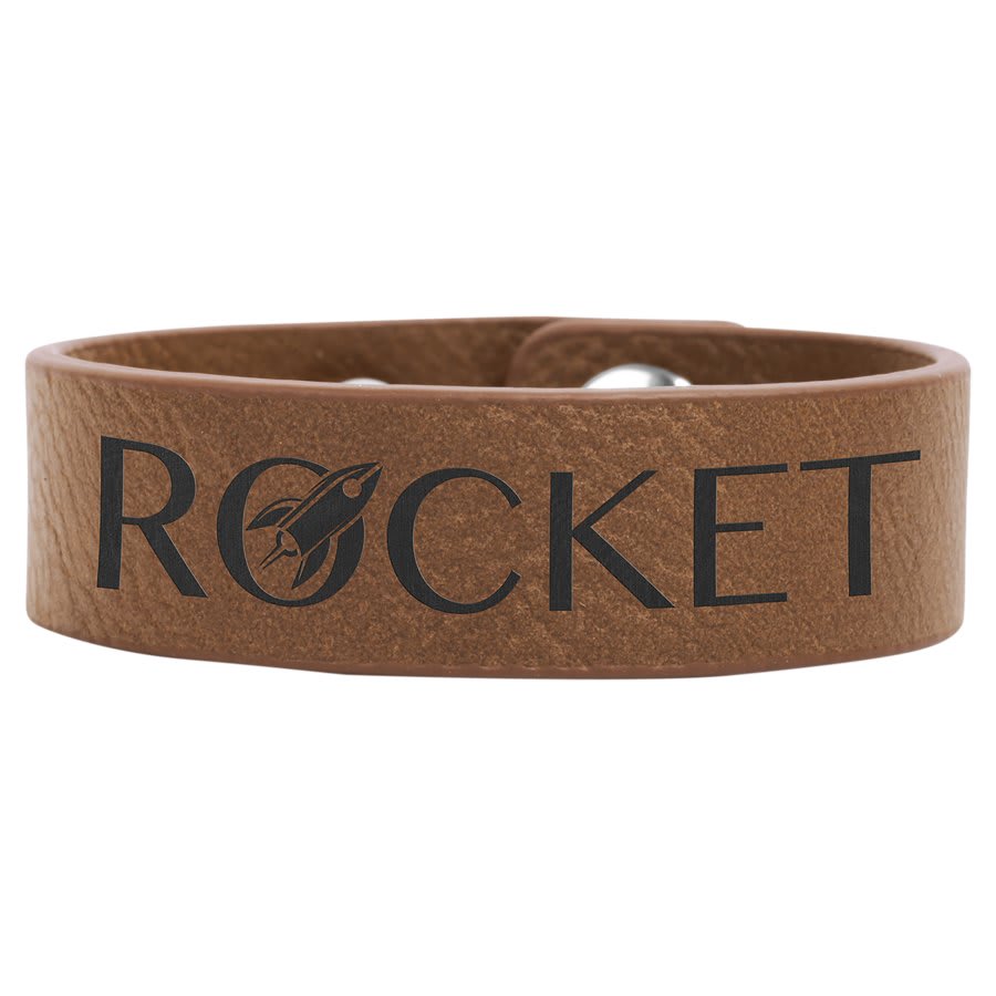 Personalized Dark Brown Leatherette Youth Cuff Bracelet - Leatherette