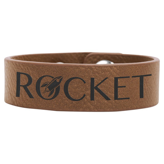 Personalized Dark Brown Leatherette Youth Cuff Bracelet - Leatherette