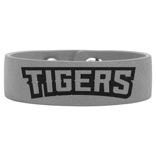 Personalized Gray Leatherette Youth Cuff Bracelet - Leatherette