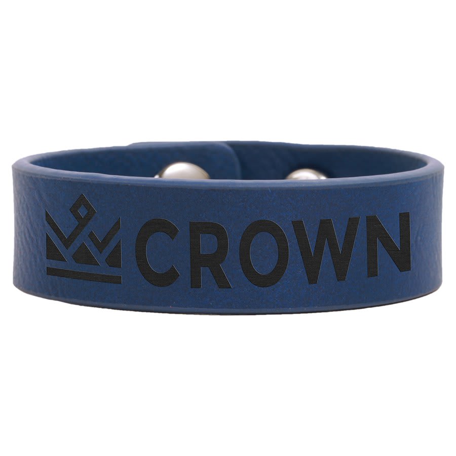 Personalized Blue Leatherette Youth Cuff Bracelet - Leatherette