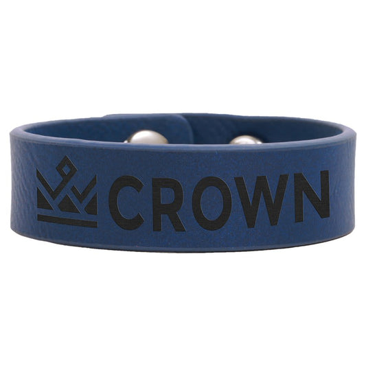 Personalized Blue Leatherette Youth Cuff Bracelet - Leatherette