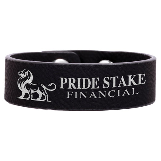 Personalized Black/Silver Leatherette Youth Cuff Bracelet - Leatherette