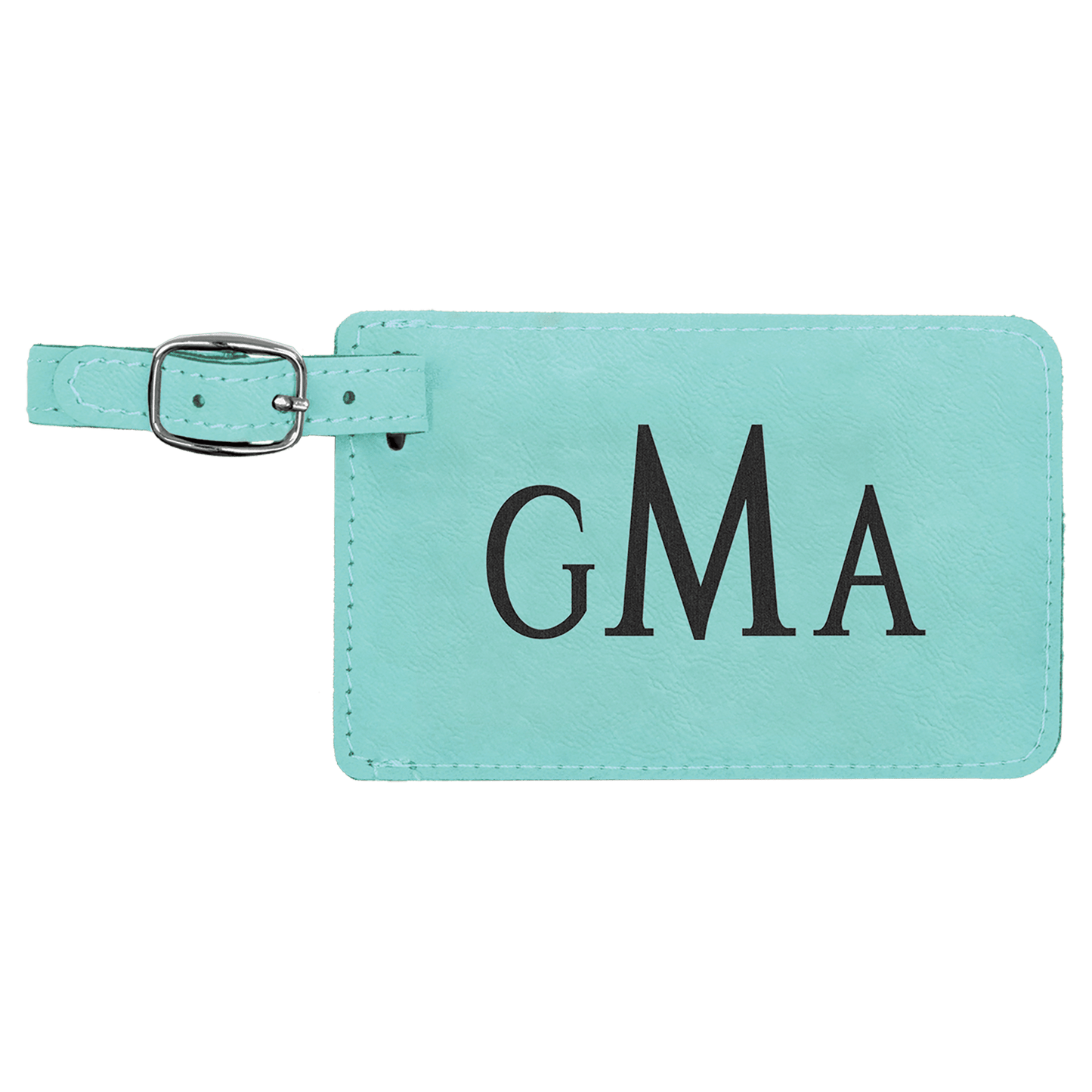 Personalized Teal Leatherette Luggage Tag - Leatherette