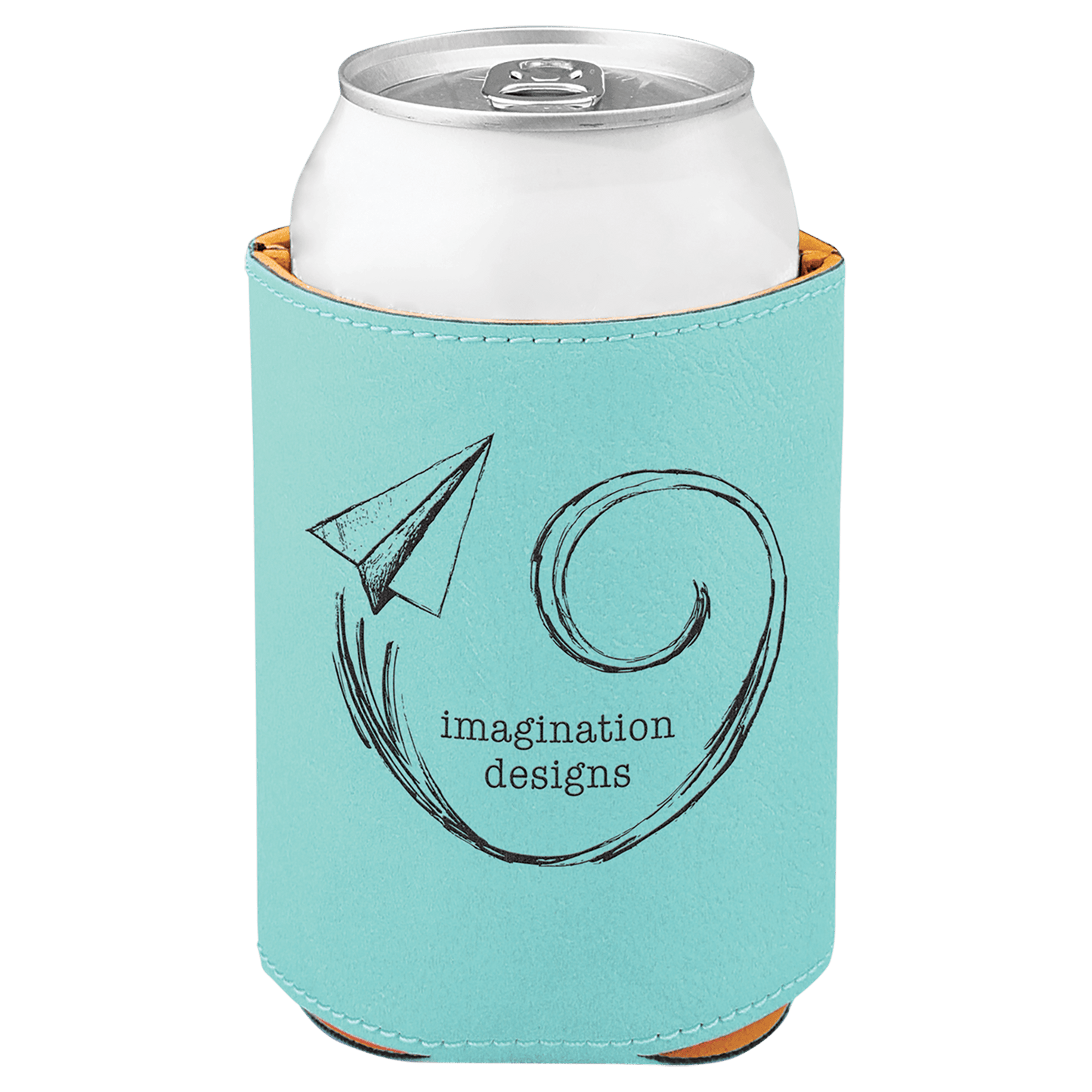 Custom Teal Leatherette Beverage Holder - Leatherette