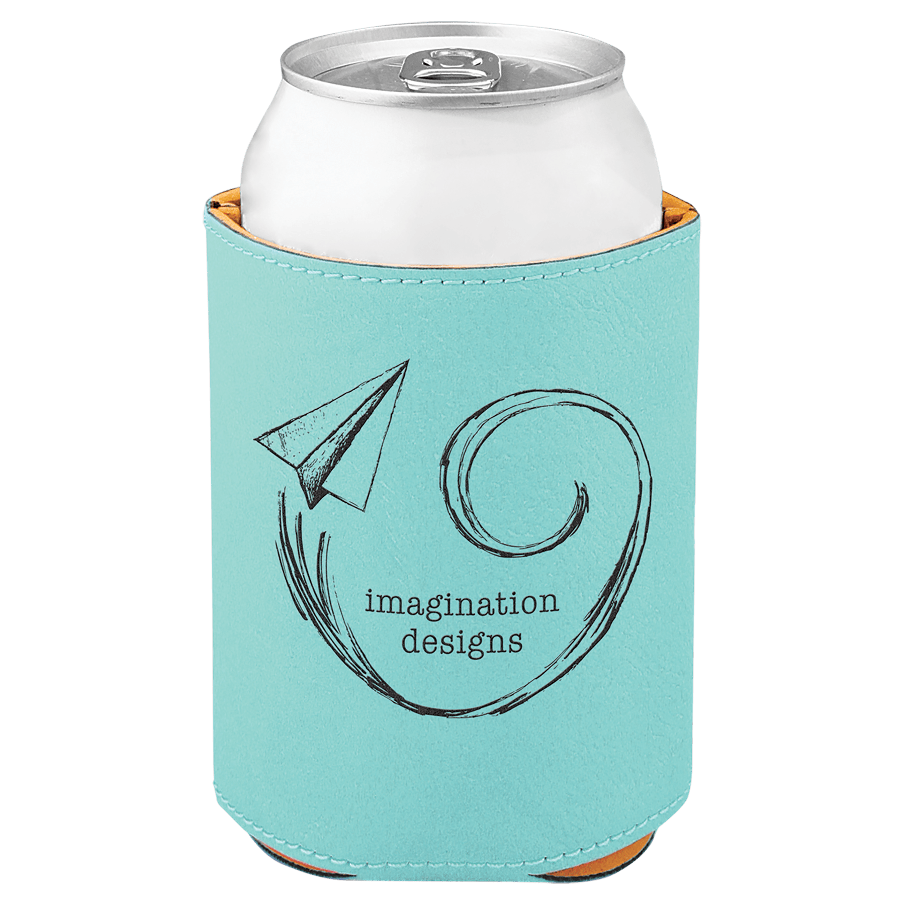 Custom Teal Leatherette Beverage Holder - Leatherette
