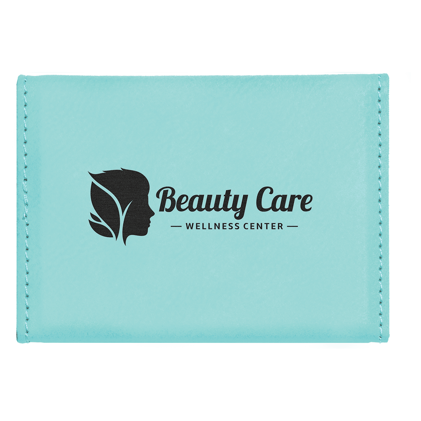 Personalized Teal Leatherette Hard Business Card Case with Magnetic Closure - Leatherette