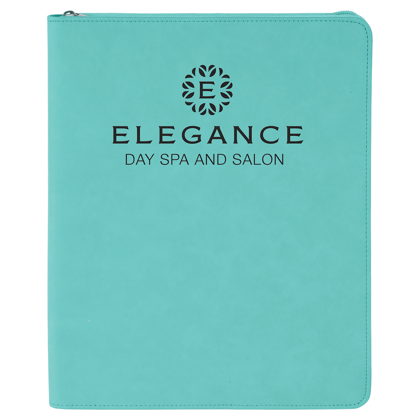 Personalized Teal Leatherette Portfolio with Zipper - Leatherette