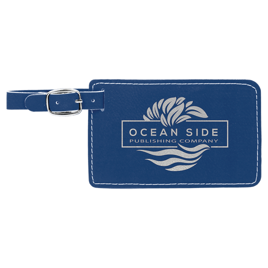 Personalized Blue/Silver Leatherette Luggage Tag - Leatherette