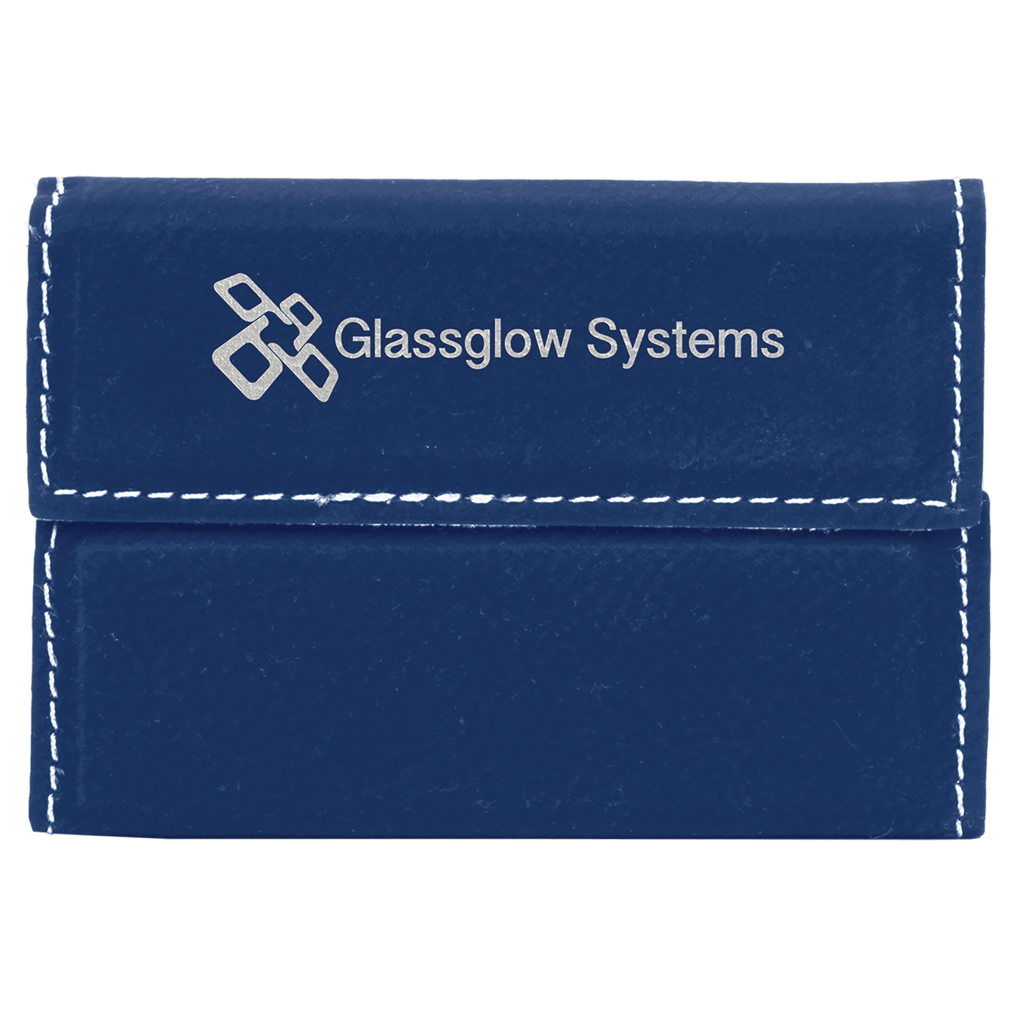 Personalized Blue/Silver Leatherette Hard Business Card Case with Magnetic Closure - Leatherette