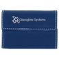 Personalized Blue/Silver Leatherette Hard Business Card Case with Magnetic Closure - Leatherette