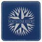 Custom Blue/Silver Square Leatherette Coaster - Leatherette