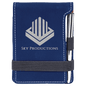 Personalized Blue/Silver Leatherette Mini Notepad with Pen - Leatherette