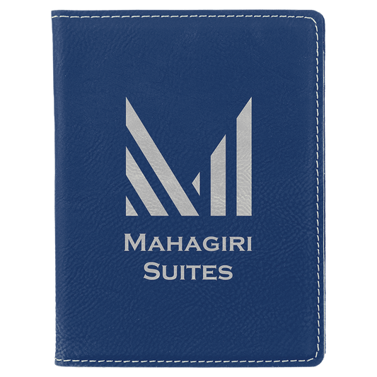 Personalized Blue/Silver Leatherette Passport Holder - Leatherette