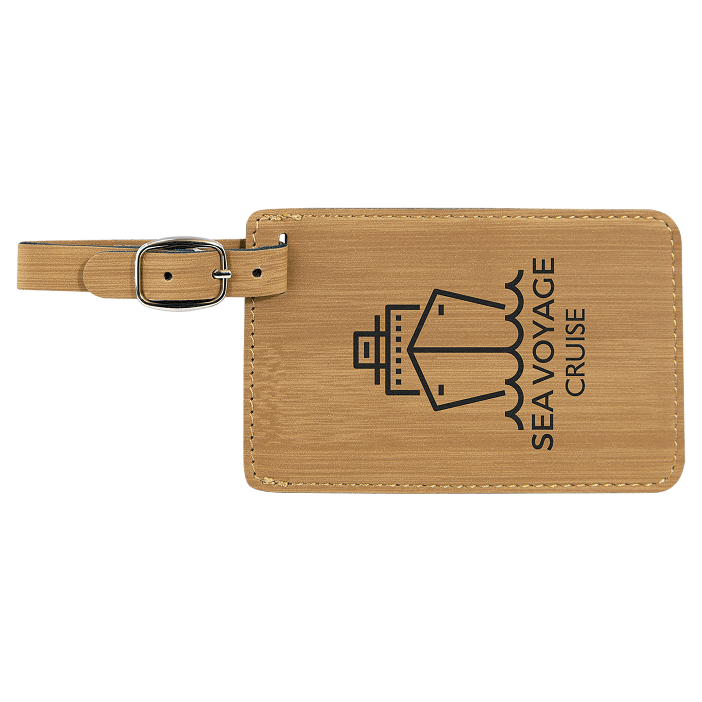 Personalized Bamboo Leatherette Luggage Tag - Leatherette