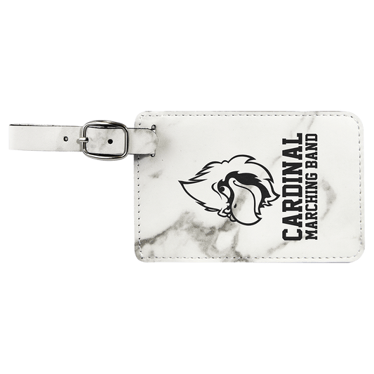 Personalized White Marble Leatherette Luggage Tag - Leatherette