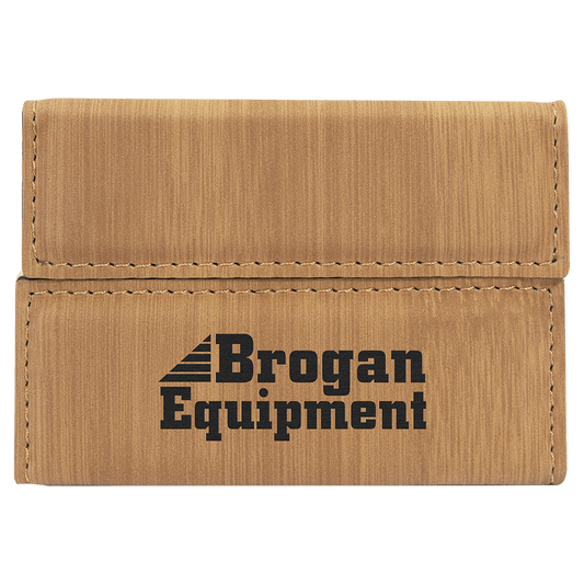 Personalized Bamboo Leatherette Hard Business Card Case with Magnetic Closure - Leatherette