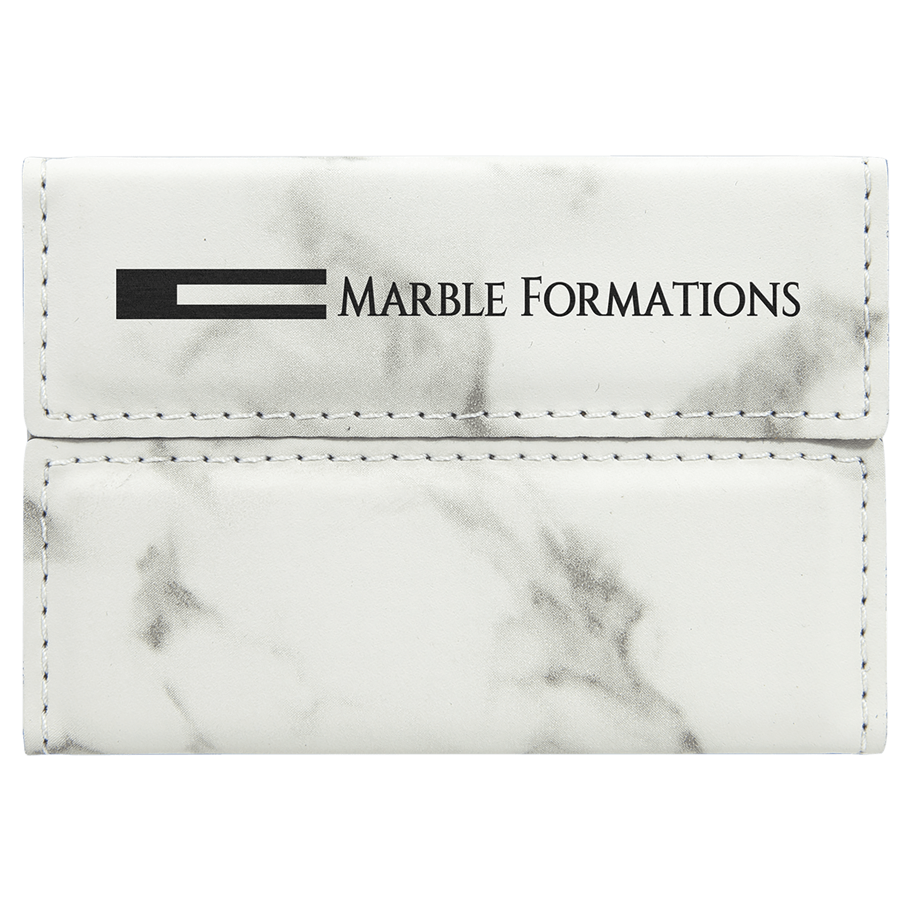 Personalized White Marble Leatherette Hard Business Card Case with Magnetic Closure - Leatherette