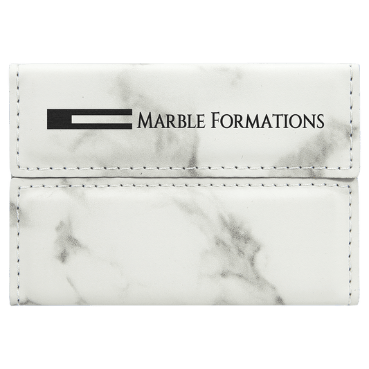 Personalized White Marble Leatherette Hard Business Card Case with Magnetic Closure - Leatherette